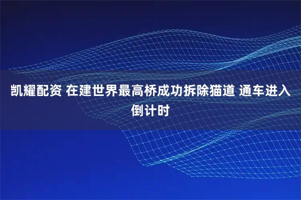 凯耀配资 在建世界最高桥成功拆除猫道 通车进入倒计时