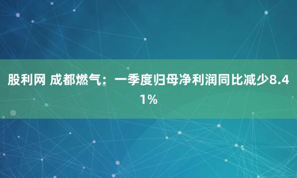 股利网 成都燃气：一季度归母净利润同比减少8.41%